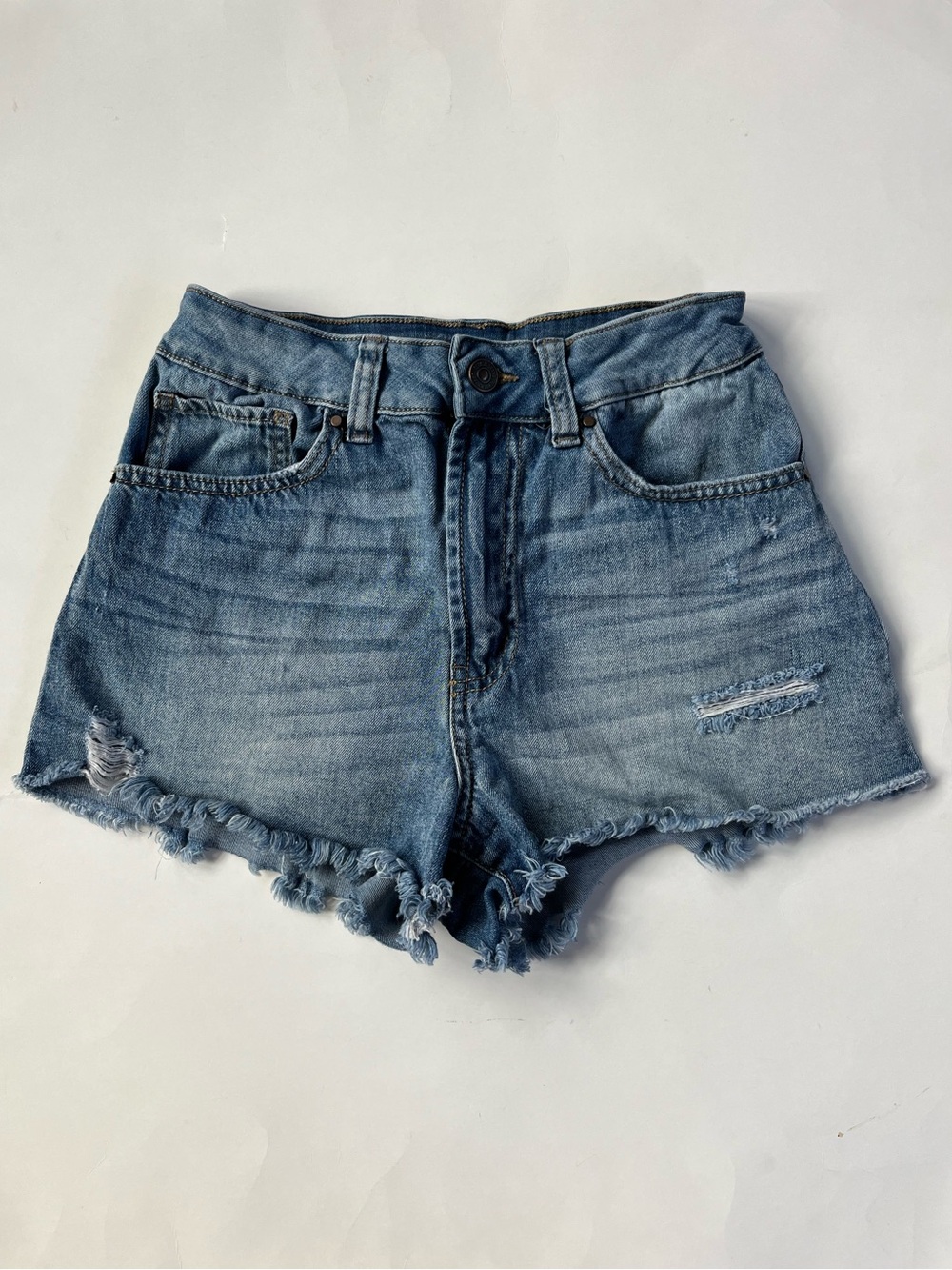 Rewash High-Rise Vintage Reunion Denim Shorts, Waist 28